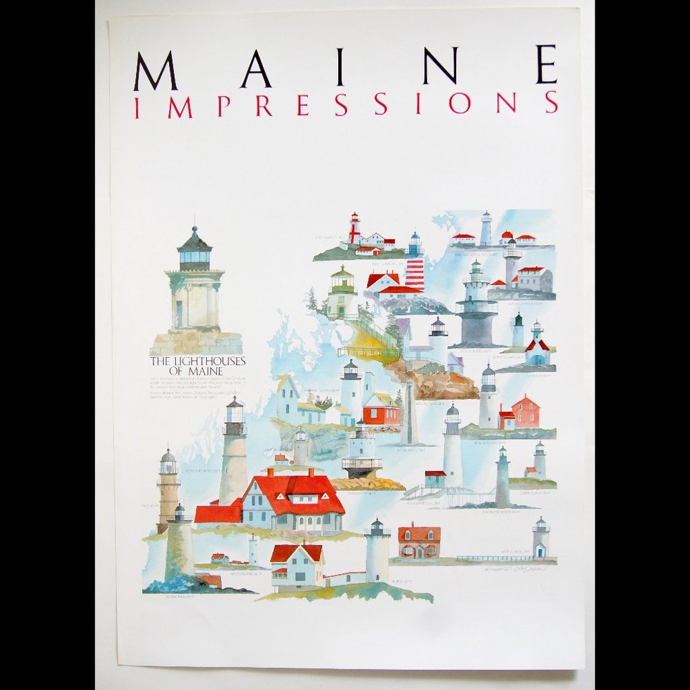 Maine Impression Series Poster - Lighthouses of Maine